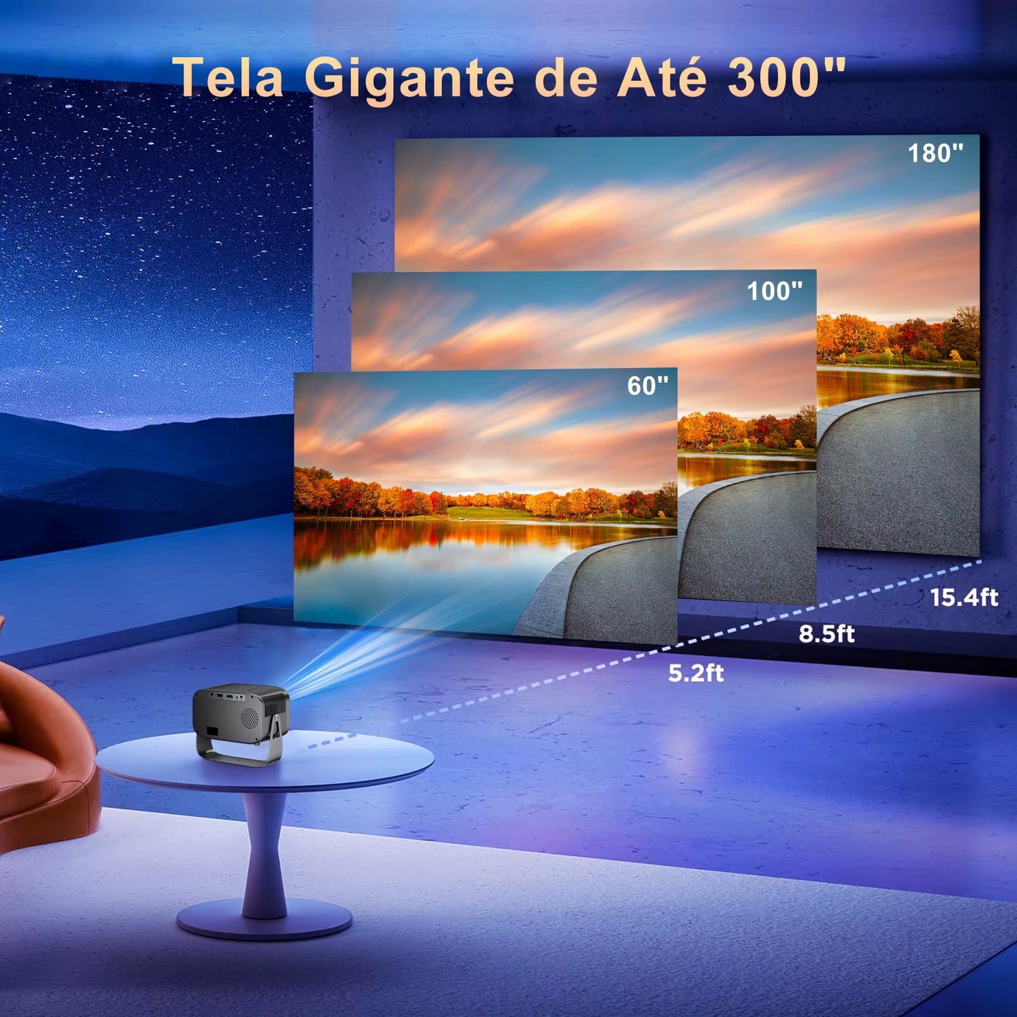 Salange P28B Mini Home Theater Projector with Android 11 - Versatile Projection Support for Samsung, Xiaomi, and iPhone Smartphones