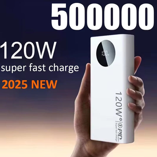 120W 50000mAh High-Capacity Power Bank with Fast Charging for iPhone, Samsung, and Huawei - Portable Battery Charger 2024