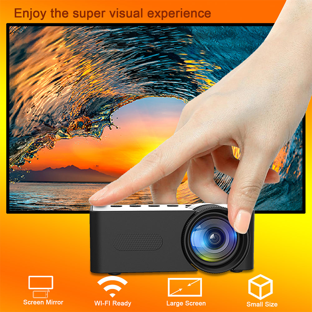 YT100 Portable HD Mini Projector with Wireless Phone Connectivity for Home Use