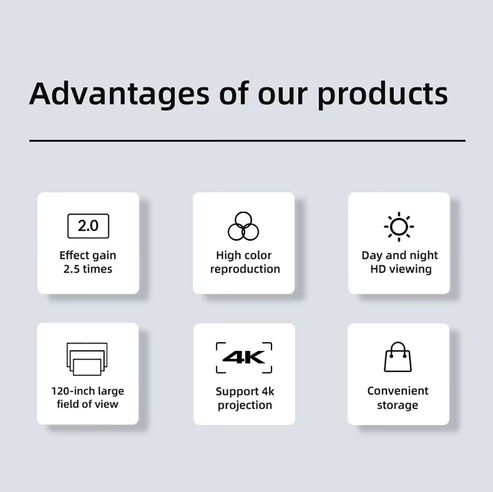 Salange 169 High Brightness Reflective Foldable Projector Screen - Anti-Light Curtain, Available in 100 and 120 Inch HD for Home and Outdoor Use