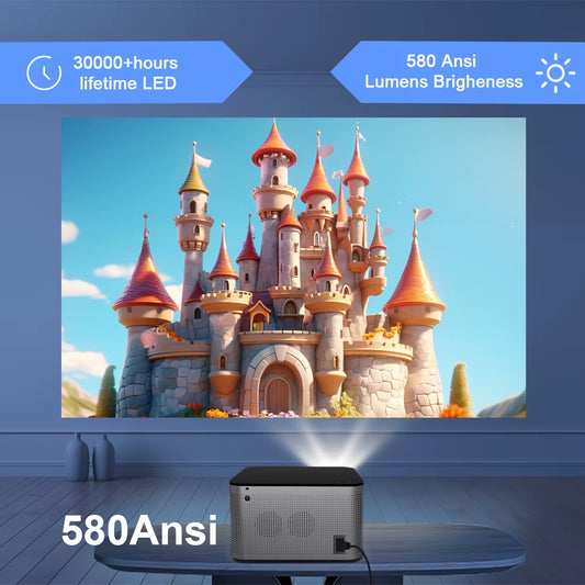 Magcubic 1080P Native HY350 Auto Focus Home Cinema Projector with Android 11, 4K, Wifi 6, 580 ANSI Lumens, 2GB RAM, 32GB Storage, Voice Control, and Bluetooth 5.0