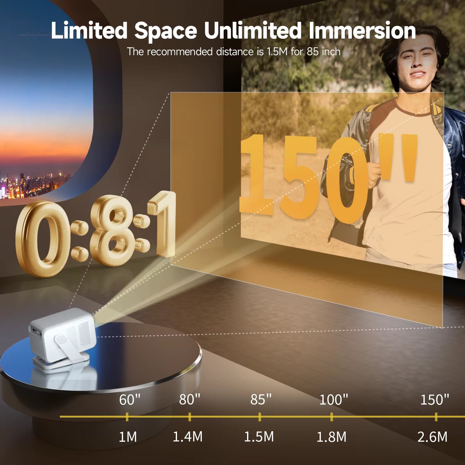 Magcubic HY310X 4K Mini Projector - Full HD 1080P, 420 ANSI Lumens, Android 11, Auto Focus, Keystone Correction for Outdoor Theater Use