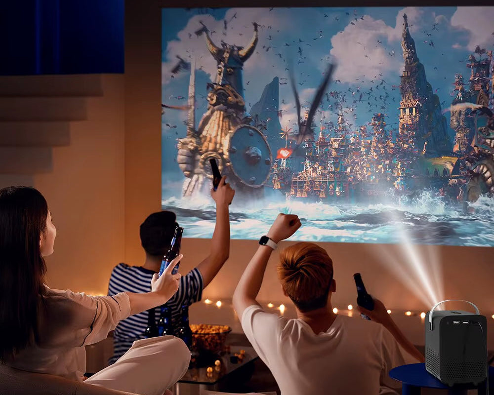 Android Smart Mini Projector 300ANSI Lumen Portable Projector 4K with WIFI Bluetooth 1080P Home Movie Theater Beamer