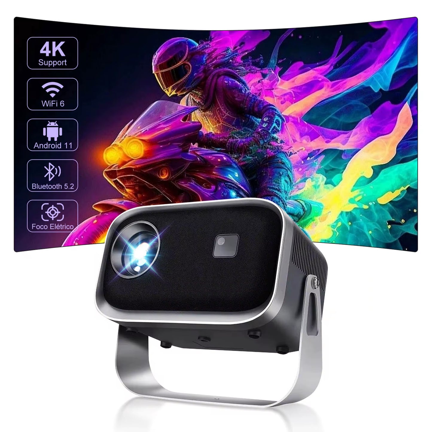 Salange P28B Mini Home Theater Projector with Android 11 - Versatile Projection Support for Samsung, Xiaomi, and iPhone Smartphones