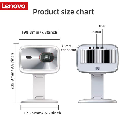 Lenovo 4K Ultra HD Portable Laser Projector with Android, Wi-Fi 6, Auto Focus, and Outdoor Full HD Video for Home Theater