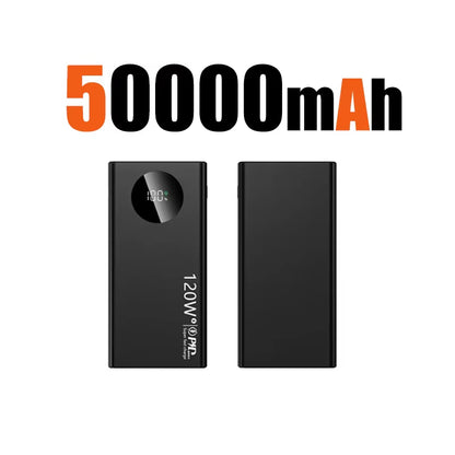 120W 50000mAh High-Capacity Power Bank with Fast Charging for iPhone, Samsung, and Huawei - Portable Battery Charger 2024