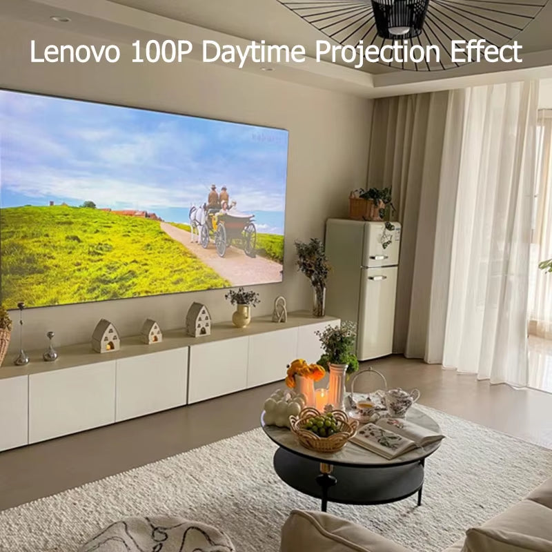 Lenovo 4K Ultra HD Portable Laser Projector with Android, Wi-Fi 6, Auto Focus, and Outdoor Full HD Video for Home Theater