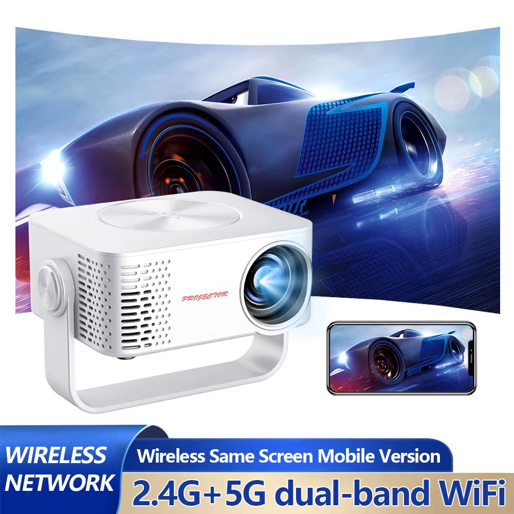 Mini Smart Projector - HD 1080P Wireless LED Lamp for Home Theater and Outdoor Use