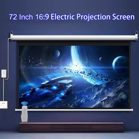 Remote Control HD Projection Screen 72Inch 16:9 Wide View Motorized Projector Screens Fabric with for 3D HD Beamer Cinema Room