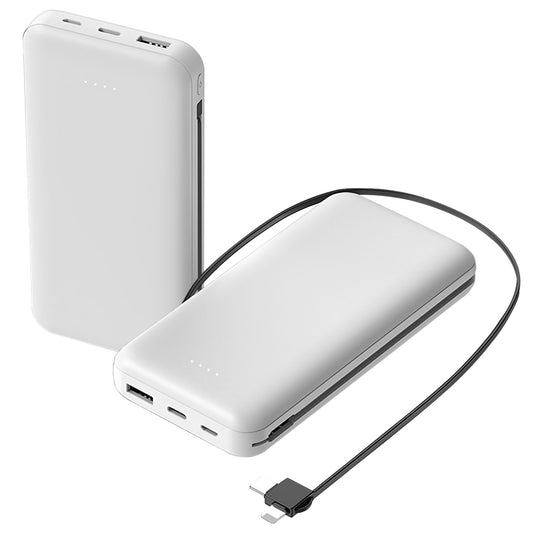 1Pc 10000Mah Power Bank Portable Phone Charger External Battery Pack with LT and Type C Double Ended Cable Type C USB Cable Fit for Iosphone 14 Android and More