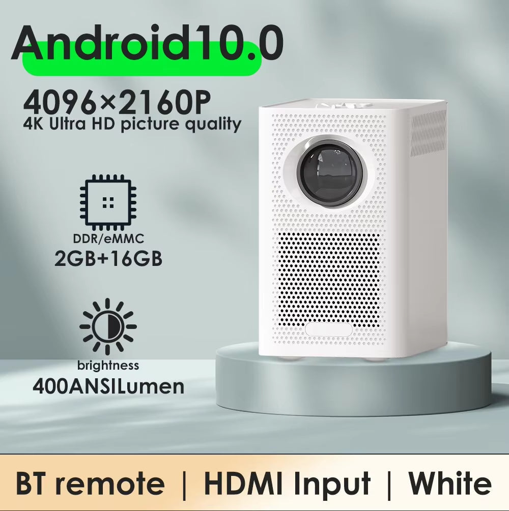 S30MAX Portable Smart Mini Projector - 1080P, 9500 Lumens, Android with Wi-Fi and Bluetooth Remote