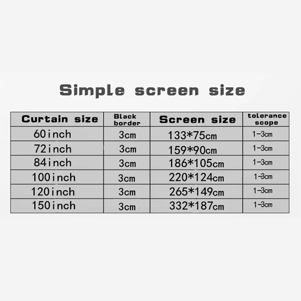 169 Portable HD Projector Screen for Home Theater and Outdoor Use - Available in 60/72/84/100/120/150 Inches