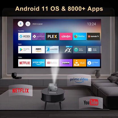 Salange P28B Mini Home Theater Projector with Android 11 - Versatile Projection Support for Samsung, Xiaomi, and iPhone Smartphones