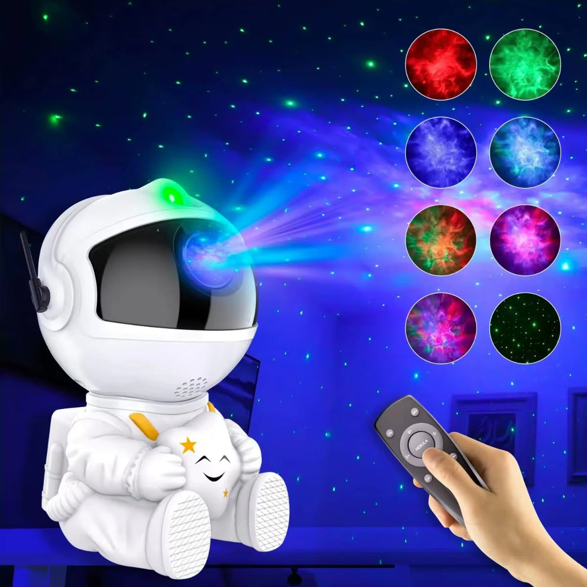 Galaxy Star Projector LED Night Light - Astronaut-Themed Decorative Lamp for Children's Bedrooms