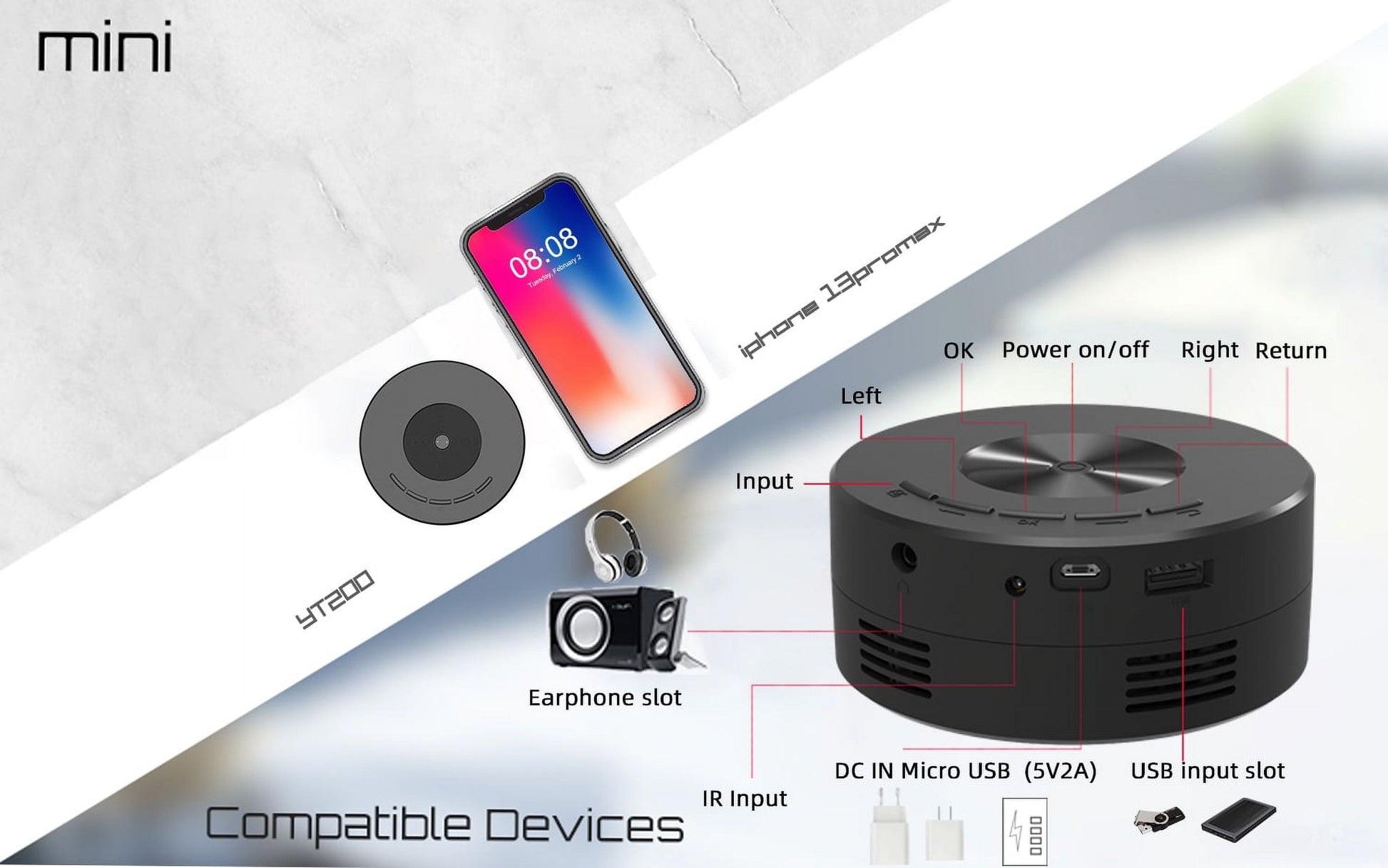 Mini Portable Projector for Home