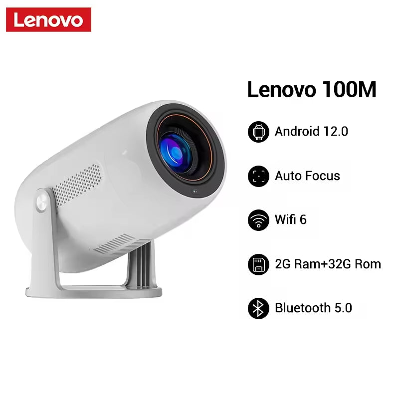 Lenovo Xiaoxin 100M Smart Projector with Auto Focus, Wi-Fi 6, 4K HD Support, 680 ANSI Lumens, Android 12, Portable Home Theater Solution