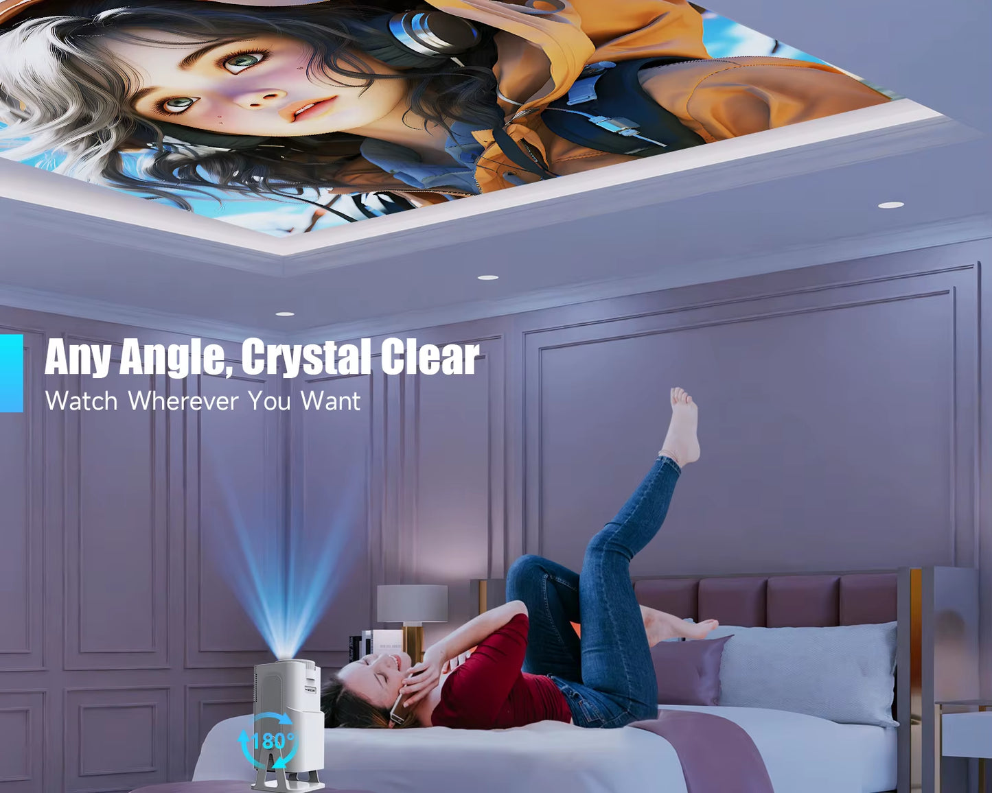 Magcubic Officially Licensed Netflix Android 13 Mini Projector HY320 NTV with Amlogic S950D4, 1080P Resolution, 500 ANSI Lumens, Dual Wi-Fi, Bluetooth 5.2, and Voice Control