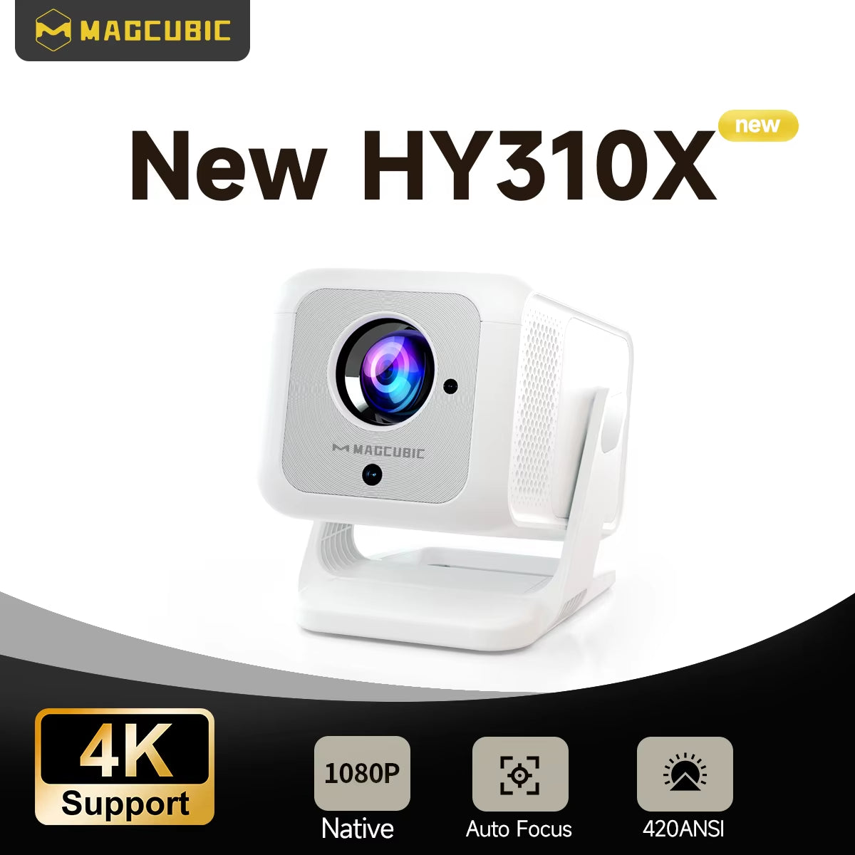 Magcubic HY310X 4K Mini Projector - Full HD 1080P, 420 ANSI Lumens, Android 11, Auto Focus, Keystone Correction for Outdoor Theater Use