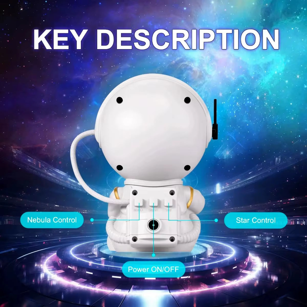 Galaxy Star Projector LED Night Light - Astronaut-Themed Decorative Lamp for Children's Bedrooms