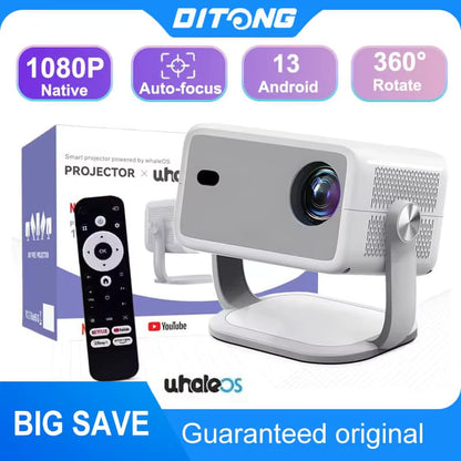 DITONG P4 Mini LED Projector with Netflix Certification, 1080P Native Resolution, Full HD 1920x1080, Keystone Correction for Home Theater