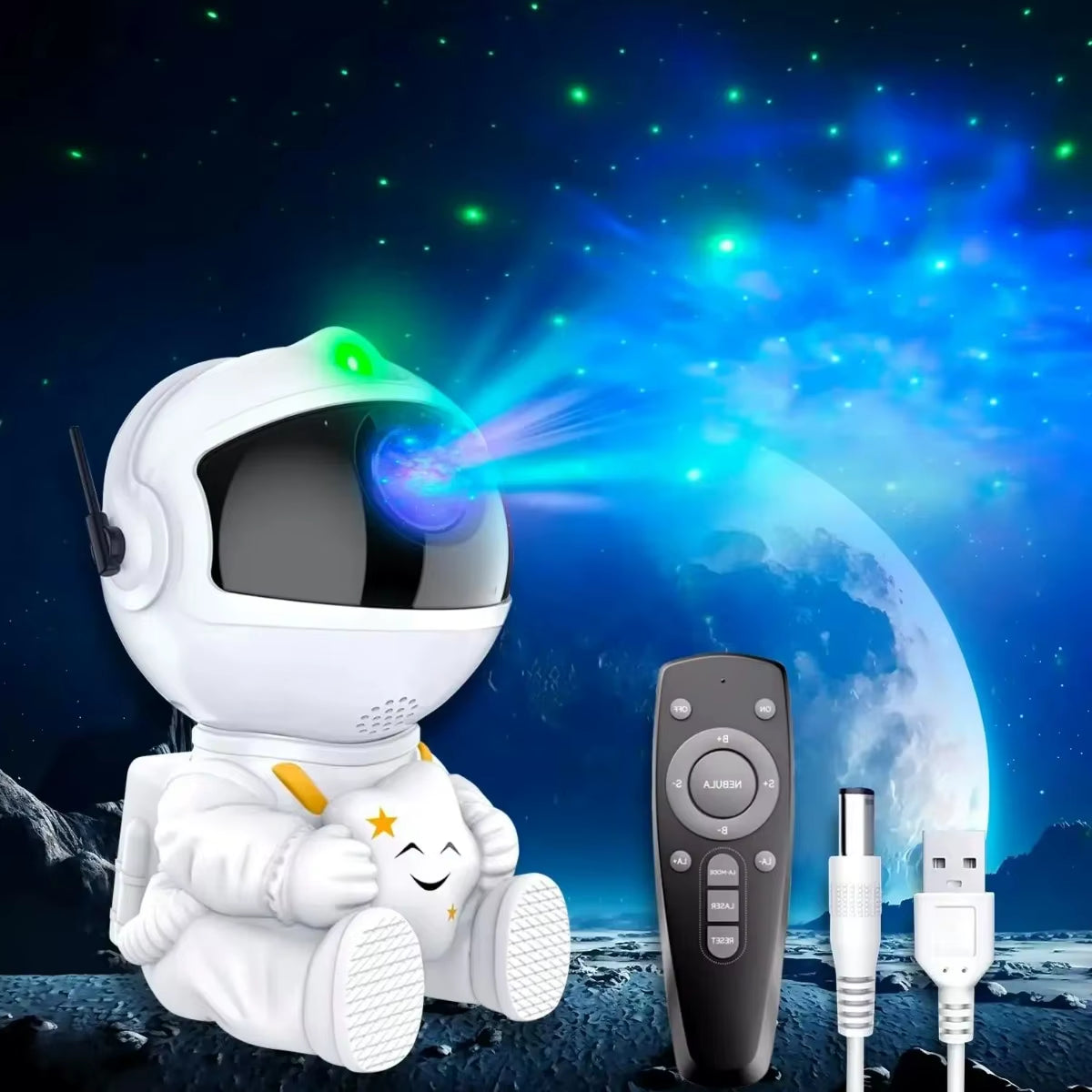 Galaxy Star Projector LED Night Light - Astronaut-Themed Decorative Lamp for Children's Bedrooms