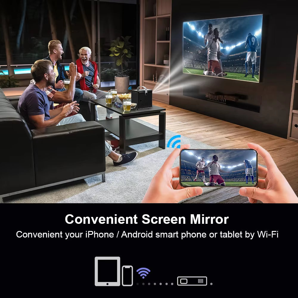 P11 Smart Projector - 1080P Mini Portable Home Cinema with Android 10.0 and WiFi, Compatible with Samsung and Apple, Ideal for Outdoor 4K Movies