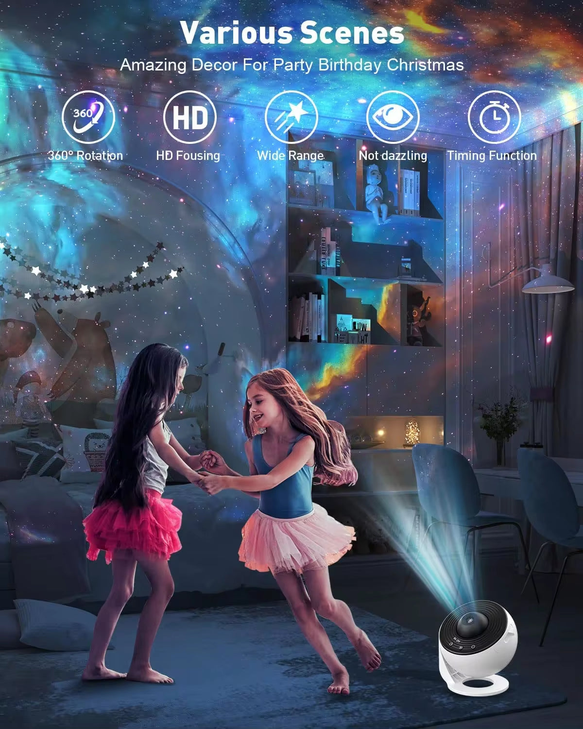 13-in-1 Star and Galaxy Projector: Planetarium Aurora Night Light for Bedrooms and Kids