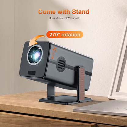 HM103-A 4K Mini Projector with Android 13, Dual Wi-Fi 5, 500 ANSI Lumens, Amlogic T950S, Bluetooth 5.2, and 1920x1080P Resolution for Home Theater Use