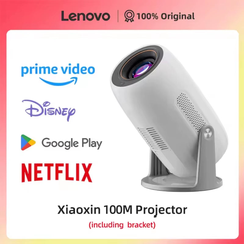 Lenovo Xiaoxin 100M Smart Projector with Auto Focus, Wi-Fi 6, 4K HD Support, 680 ANSI Lumens, Android 12, Portable Home Theater Solution