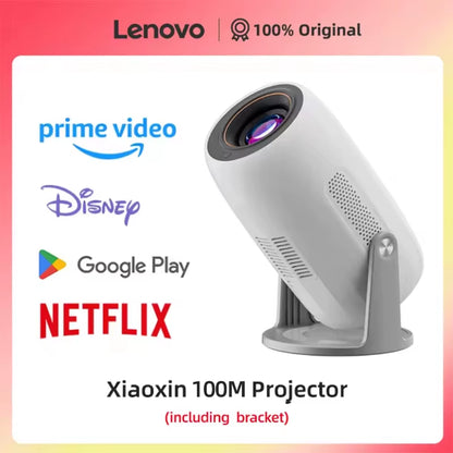 Lenovo Xiaoxin 100M Smart Projector with Auto Focus, Wi-Fi 6, 4K HD Support, 680 ANSI Lumens, Android 12, Portable Home Theater Solution