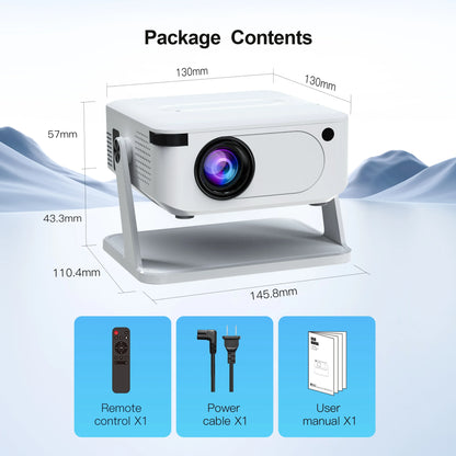 HA109 Smart Portable Projector - 720P Resolution, Android OS, WiFi 5, Bluetooth 5.4, Ideal for Meetings, Parties, and Outdoor Use
