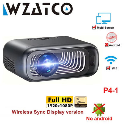 P4 Smart Android Full HD 1080P Portable Projector with 4K and 3D Video for Home Theater