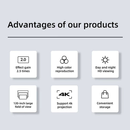 Salange 169 High Brightness Reflective Foldable Projector Screen - Anti-Light Curtain, Available in 100 and 120 Inch HD for Home and Outdoor Use