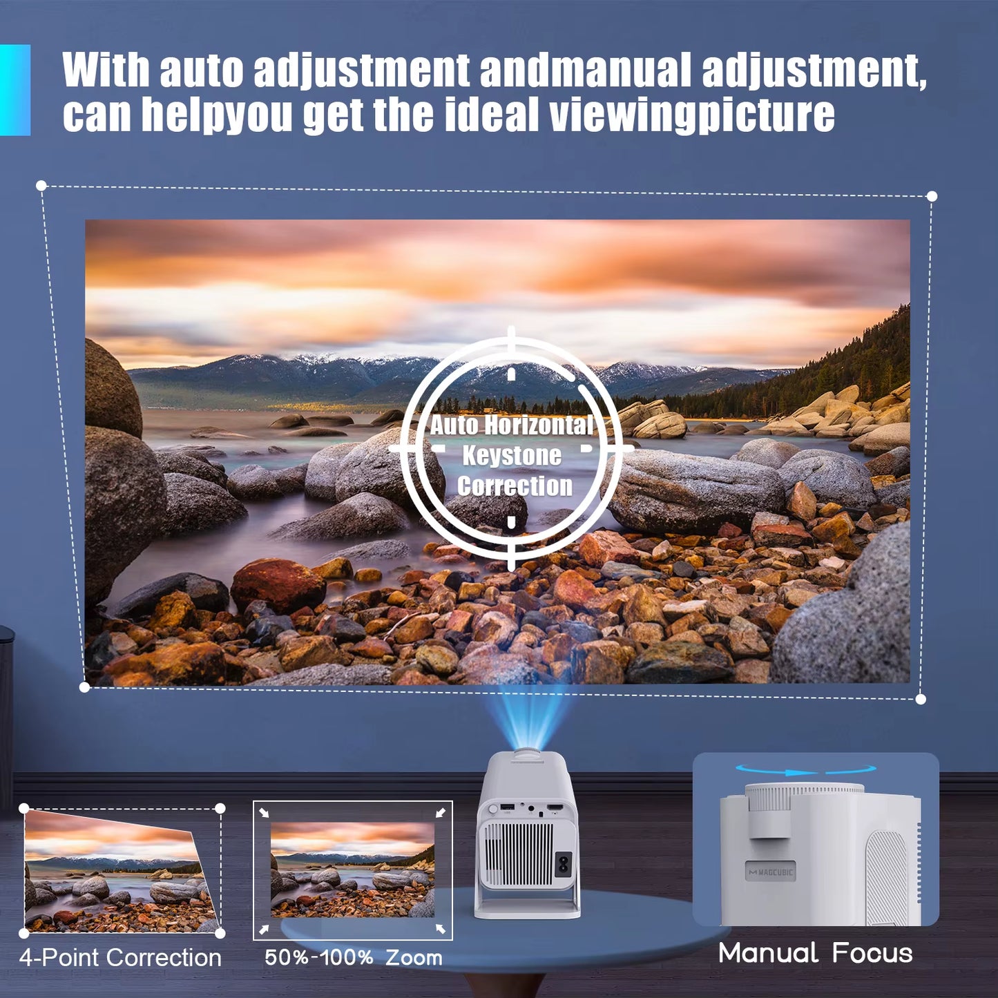 Magcubic Officially Licensed Netflix Android 13 Mini Projector HY320 NTV with Amlogic S950D4, 1080P Resolution, 500 ANSI Lumens, Dual Wi-Fi, Bluetooth 5.2, and Voice Control