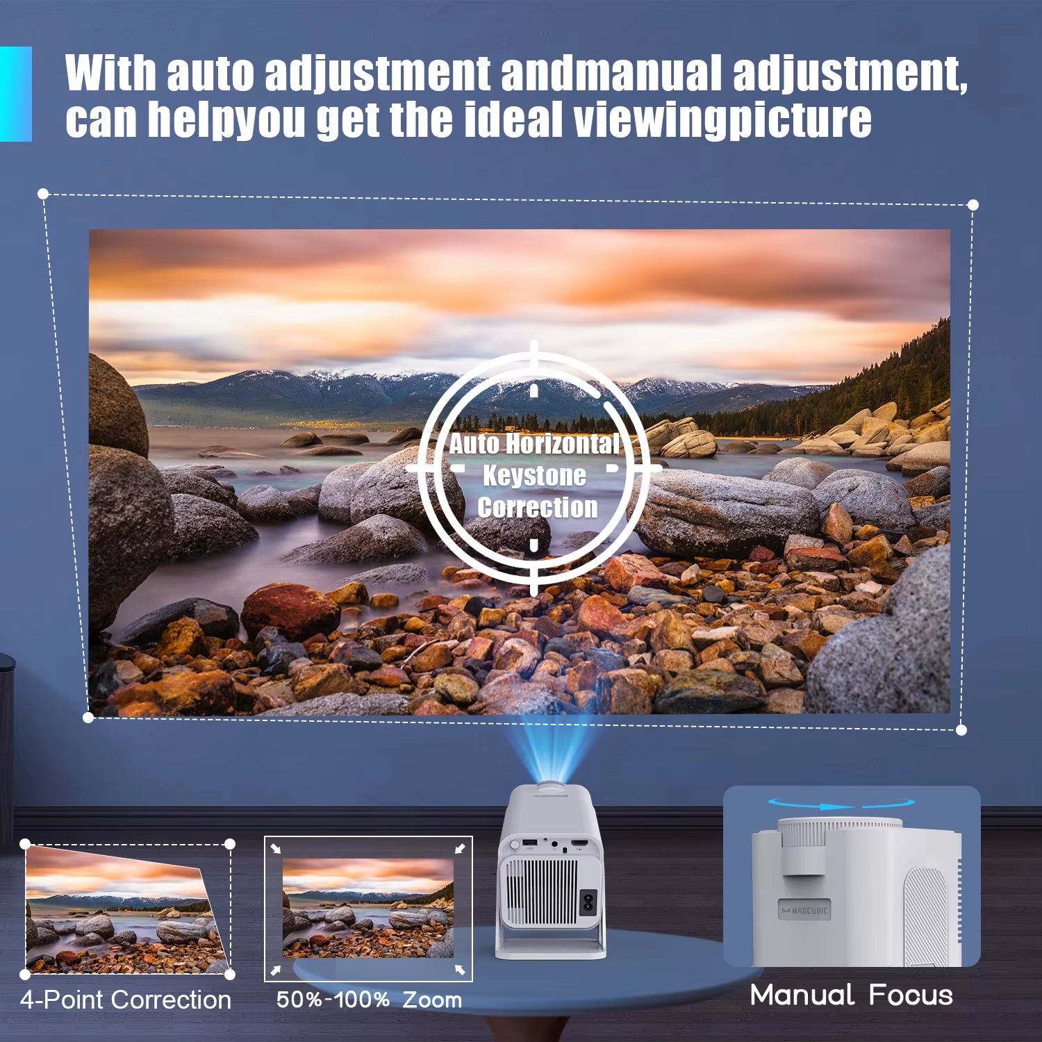 Magcubic Officially Licensed Netflix Android 13 Mini Projector HY320 NTV with Amlogic S950D4, 1080P Resolution, 500 ANSI Lumens, Dual Wi-Fi, Bluetooth 5.2, and Voice Control