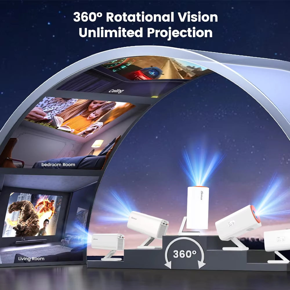 Smart Mini Projector V16 Android13 Native720P Support 1080P Video Beam Projector Wifi6 BT5.2 HDMI Portable Outdoor Movie