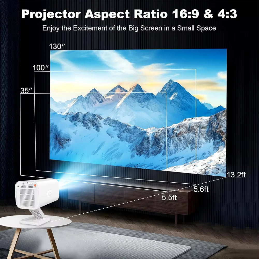 Smart Mini Projector V16 Android13 Native720P Support 1080P Video Beam Projector Wifi6 BT5.2 HDMI Portable Outdoor Movie
