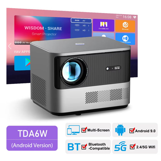 Thundeal TDA6 Full HD 1080P 2K 4K Video Home Theater Projector with Auto Focus, 5G WiFi, Android Compatibility, and 3D Functionality - Portable Design