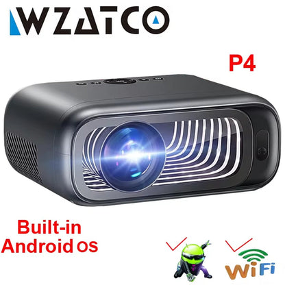 P4 Smart Android Full HD 1080P Portable Projector with 4K and 3D Video for Home Theater