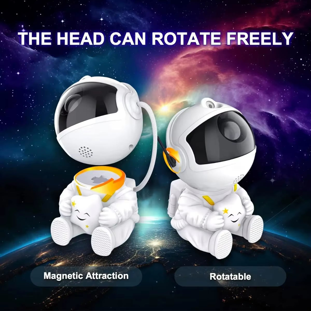 Galaxy Star Projector LED Night Light - Astronaut-Themed Decorative Lamp for Children's Bedrooms