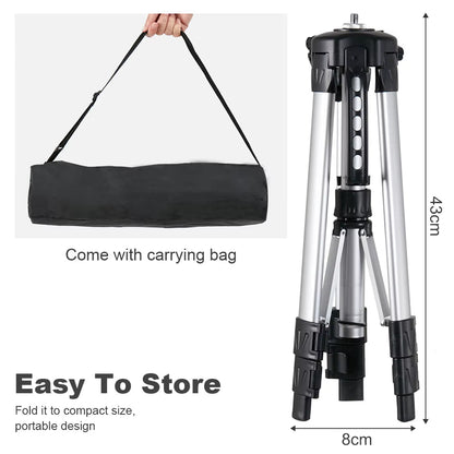 Foldable Aluminum Tripod Projector and Laptop Stand with Adjustable Height, Plate, and Carrying Bag