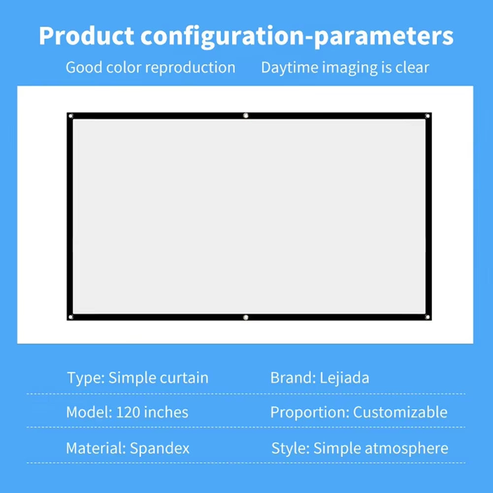 169 Portable HD Projector Screen for Home Theater and Outdoor Use - Available in 60/72/84/100/120/150 Inches