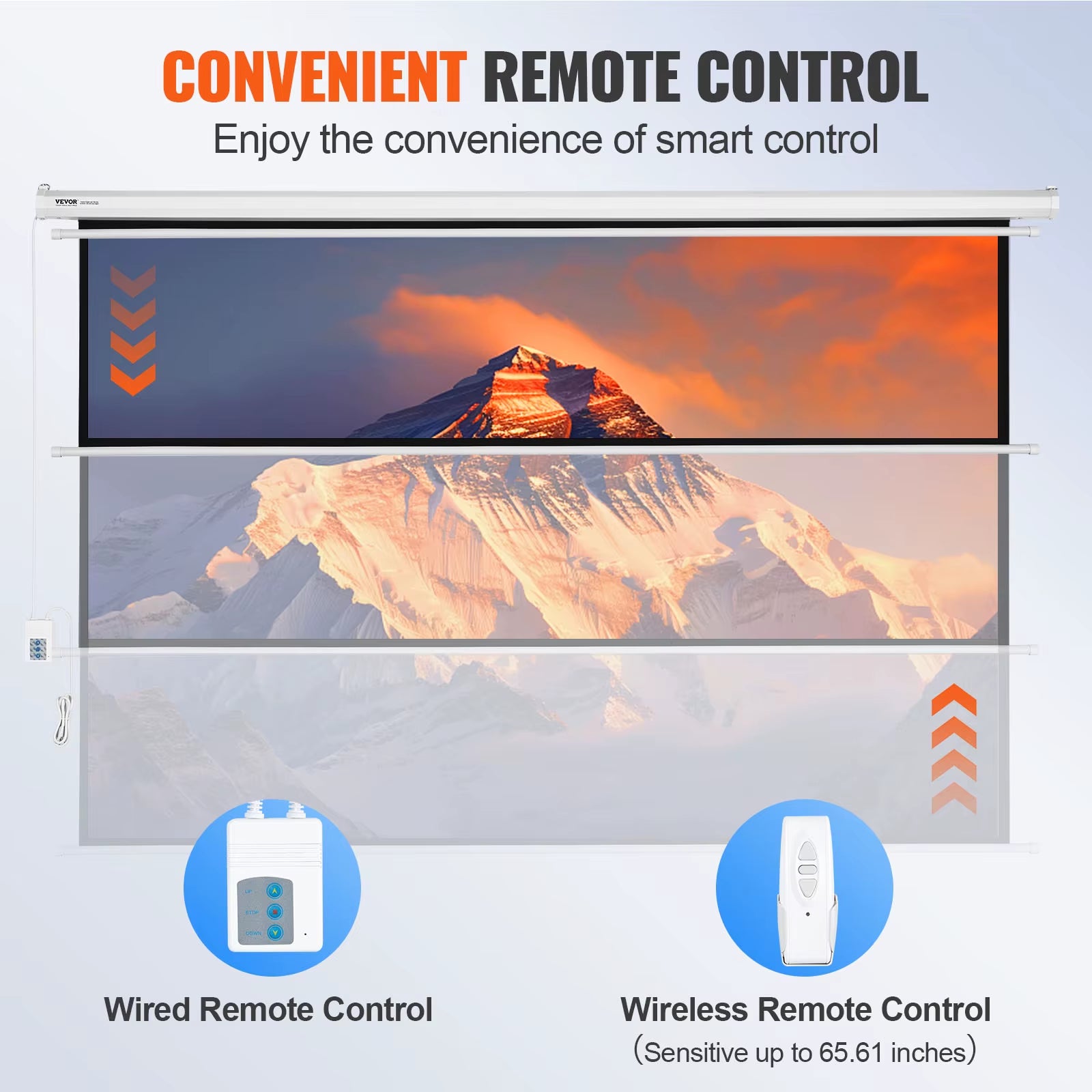 Succebuy 100-Inch Electric Motorized Projector Screen 16:9 - 4K and 1080p HD Wall-Mountable Movie Screen for Home and Office Theater Use