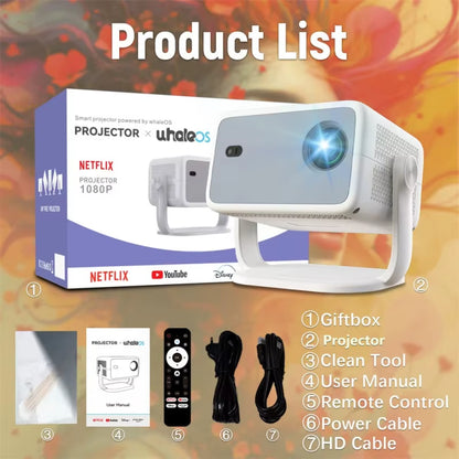 DITONG P4 Mini LED Projector with Netflix Certification, 1080P Native Resolution, Full HD 1920x1080, Keystone Correction for Home Theater