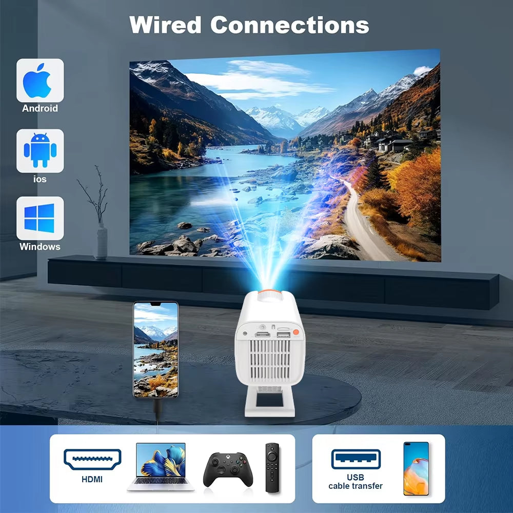 Smart Mini Projector V16 Android13 Native720P Support 1080P Video Beam Projector Wifi6 BT5.2 HDMI Portable Outdoor Movie