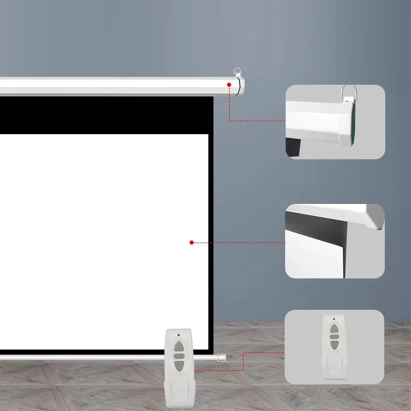 Remote Control HD Projection Screen 72Inch 16:9 Wide View Motorized Projector Screens Fabric with for 3D HD Beamer Cinema Room