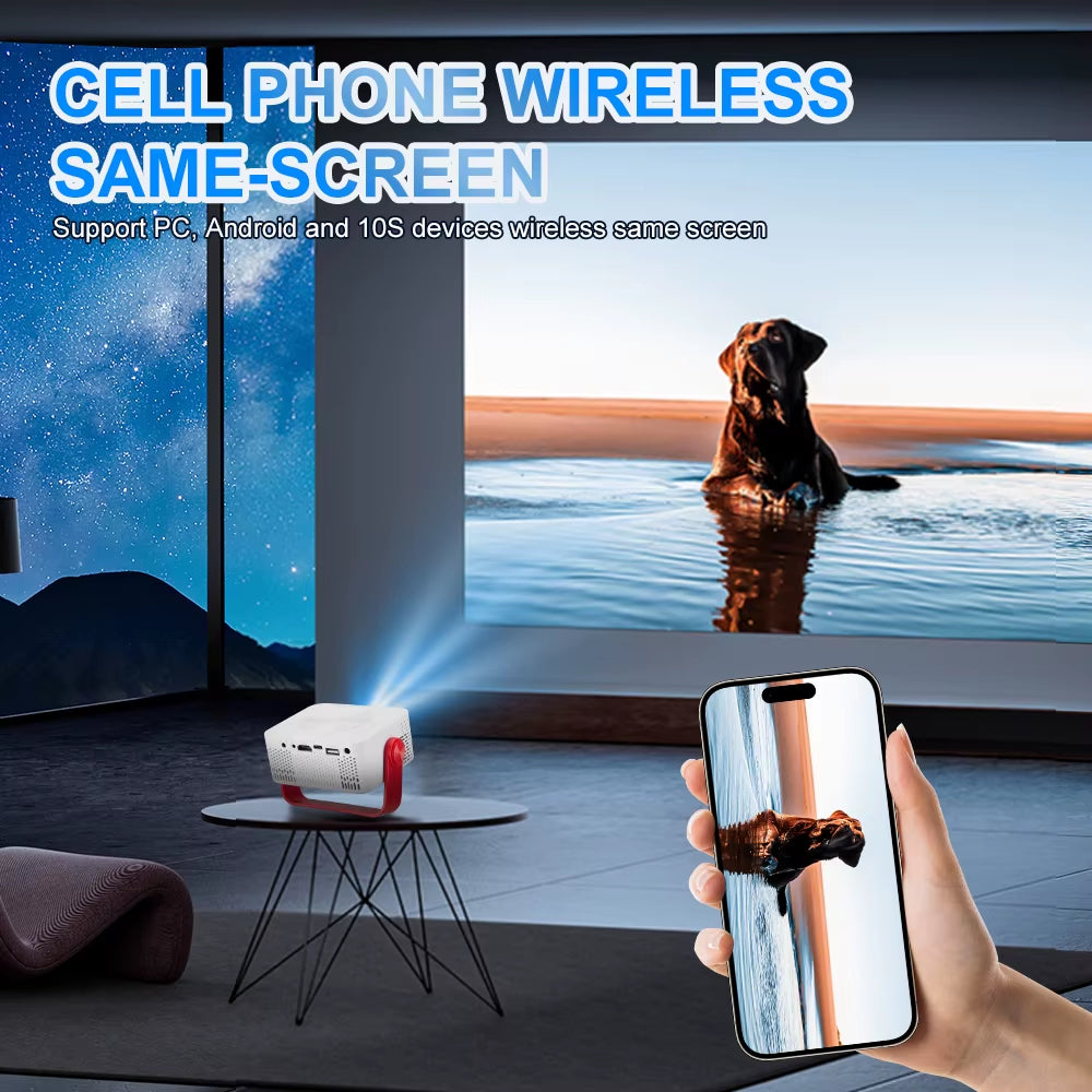 Mini Smart Projector - HD 1080P Wireless LED Lamp for Home Theater and Outdoor Use